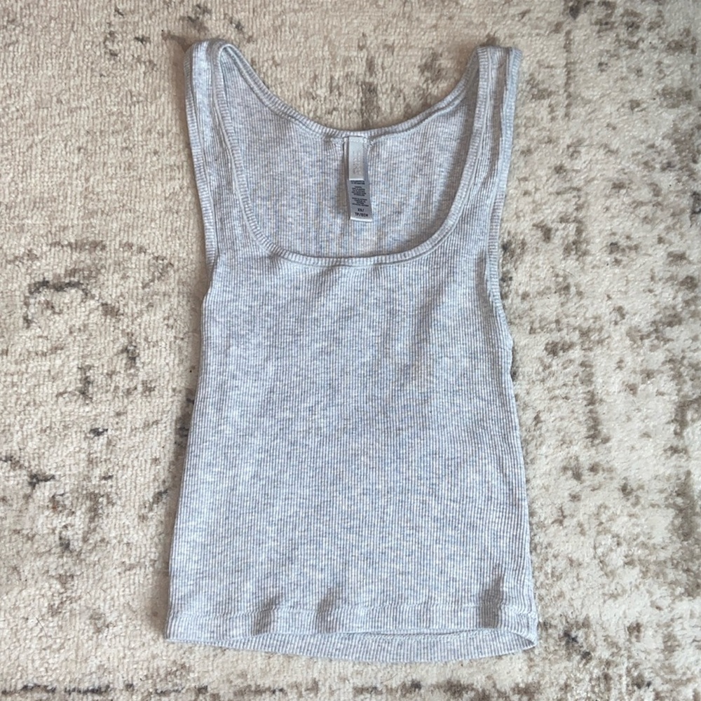 Skims Light Heather Grey Cotton Rib Tank Top